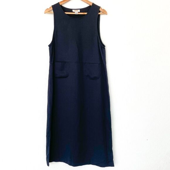 Vintage‎ Talbots Black Pullover Midi Dress Sleeveless Pinafore Size Small - Picture 2 of 11